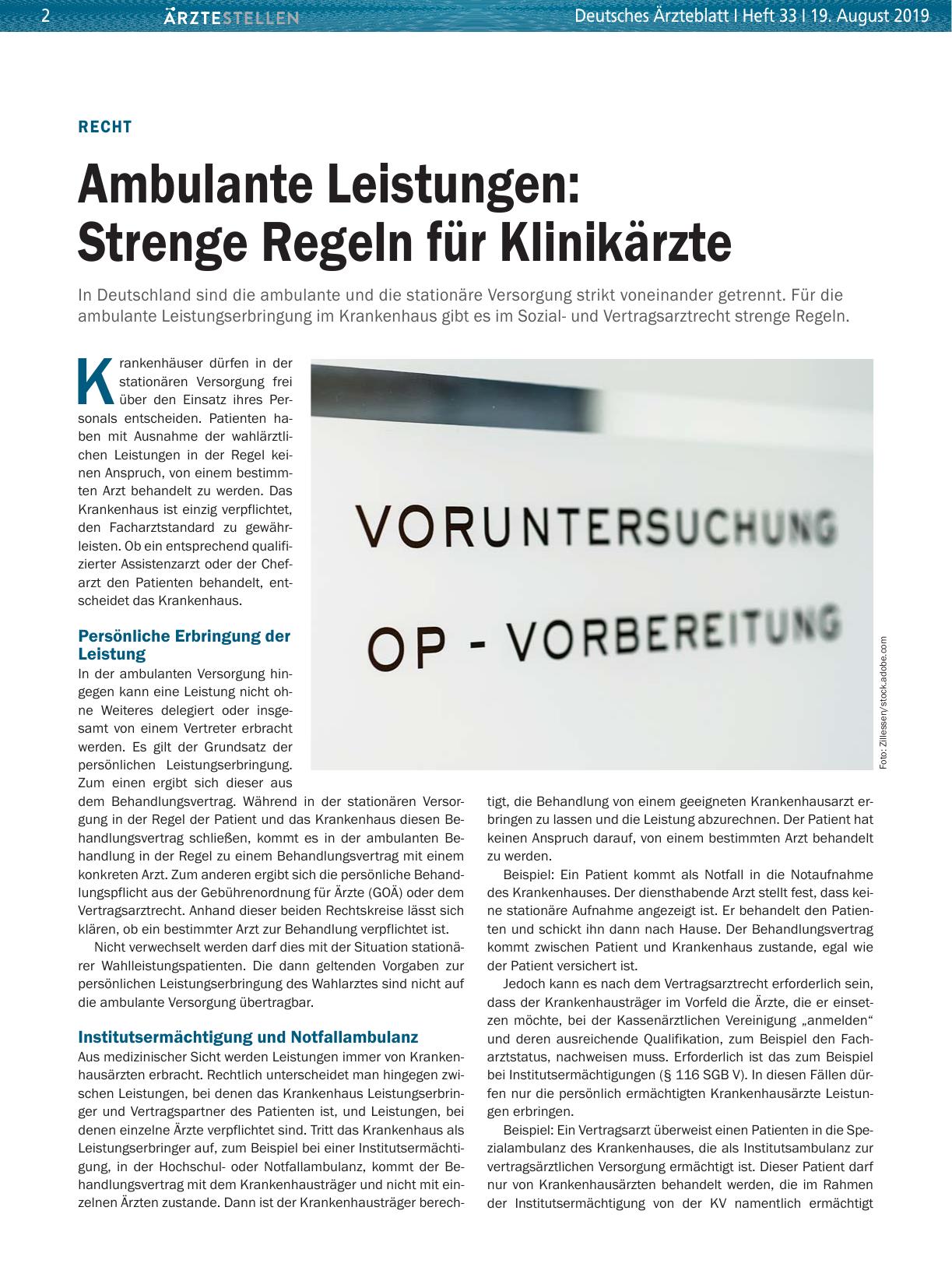 Vorschauseite 1: Recht: Ambulante Leistungen – Strenge Regeln für Klinikärzte