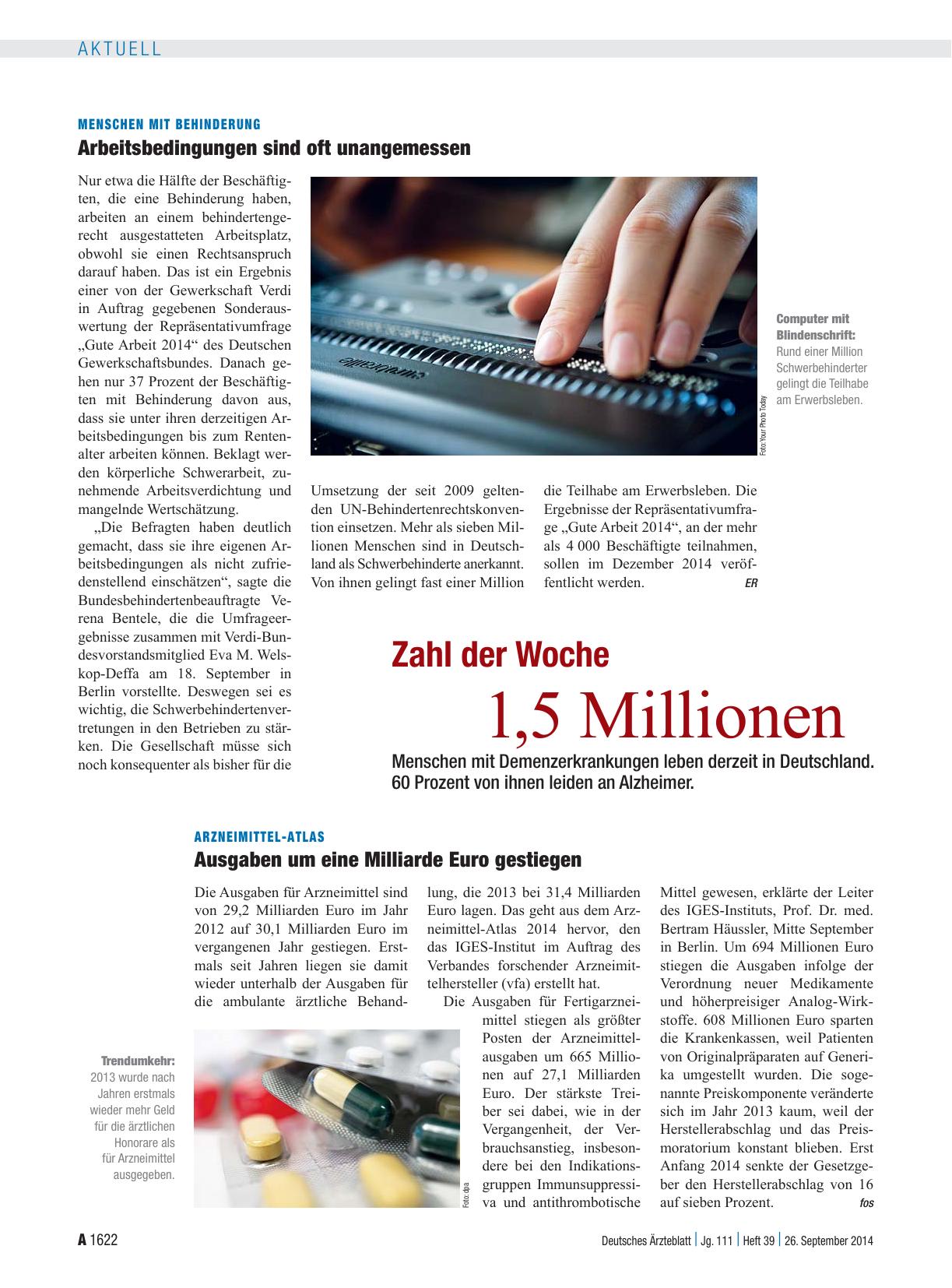 Vorschauseite 1: Zahl der Woche 1,5 Millionen