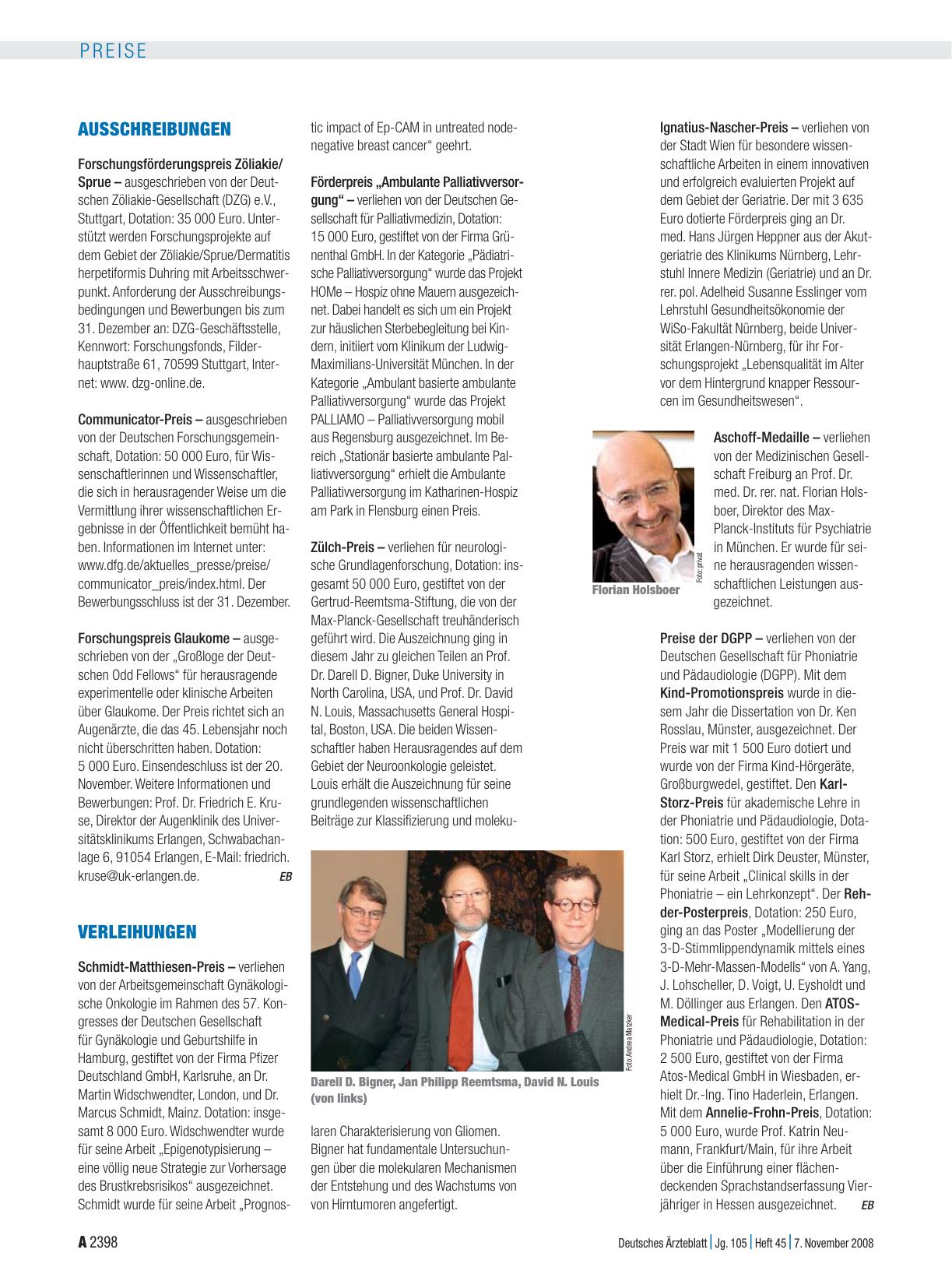 Vorschauseite 1: Verleihungen