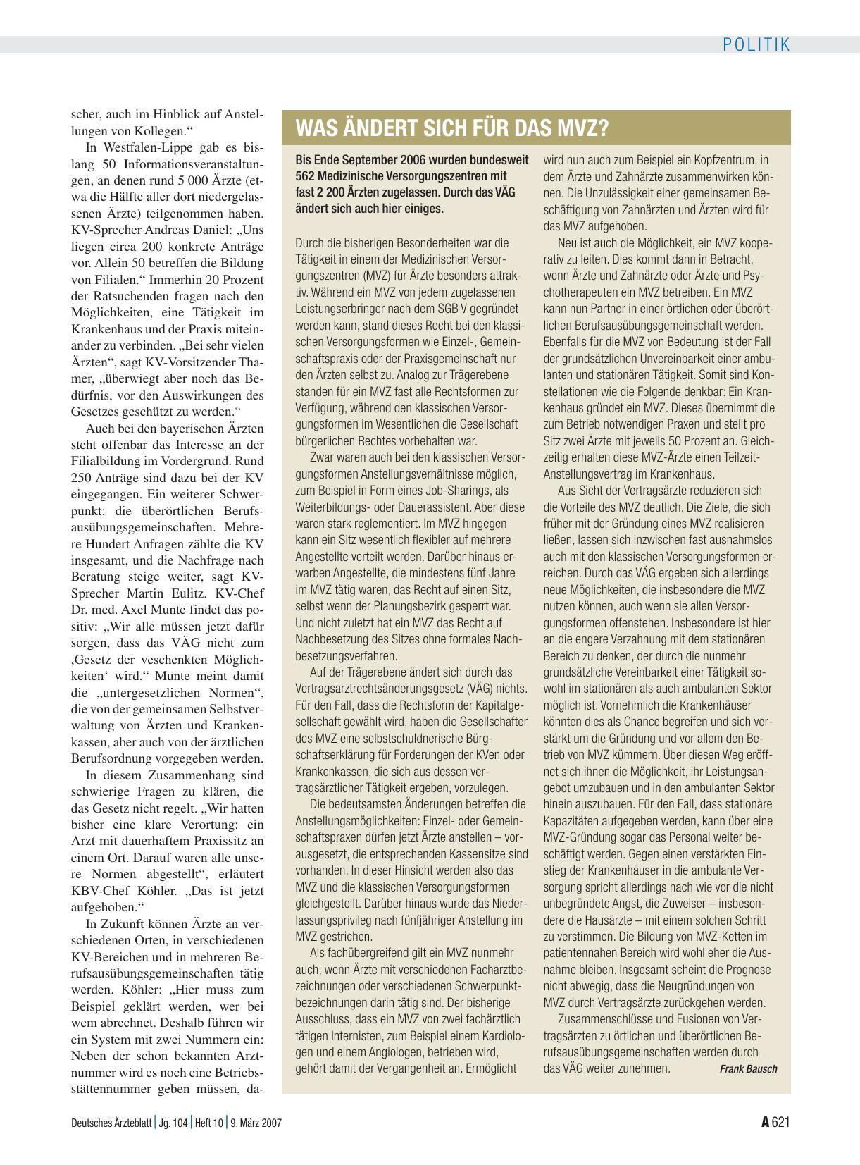 Vorschauseite 1: Was ändert sich für das MVZ?