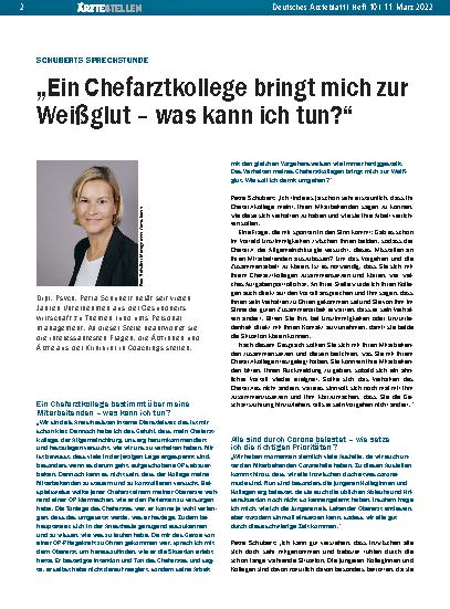 Vorschauseite 1: Schuberts Sprechstunde: „Ein Chefarztkollege bringt mich zur Weißglut – was kann ich tun? “