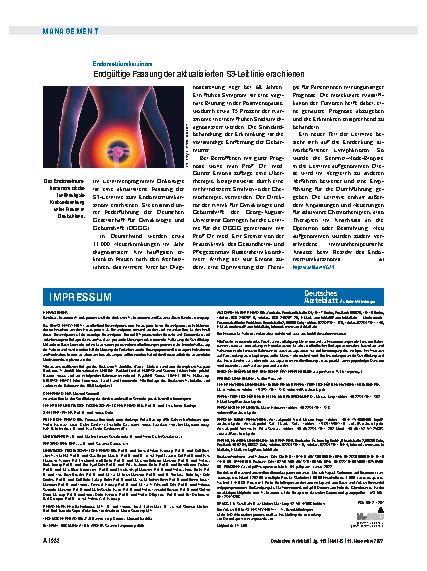 Vorschauseite 1: Endometriumkarzinom: Endgültige Fassung der aktualisierten S3-Leitlinie erschienen