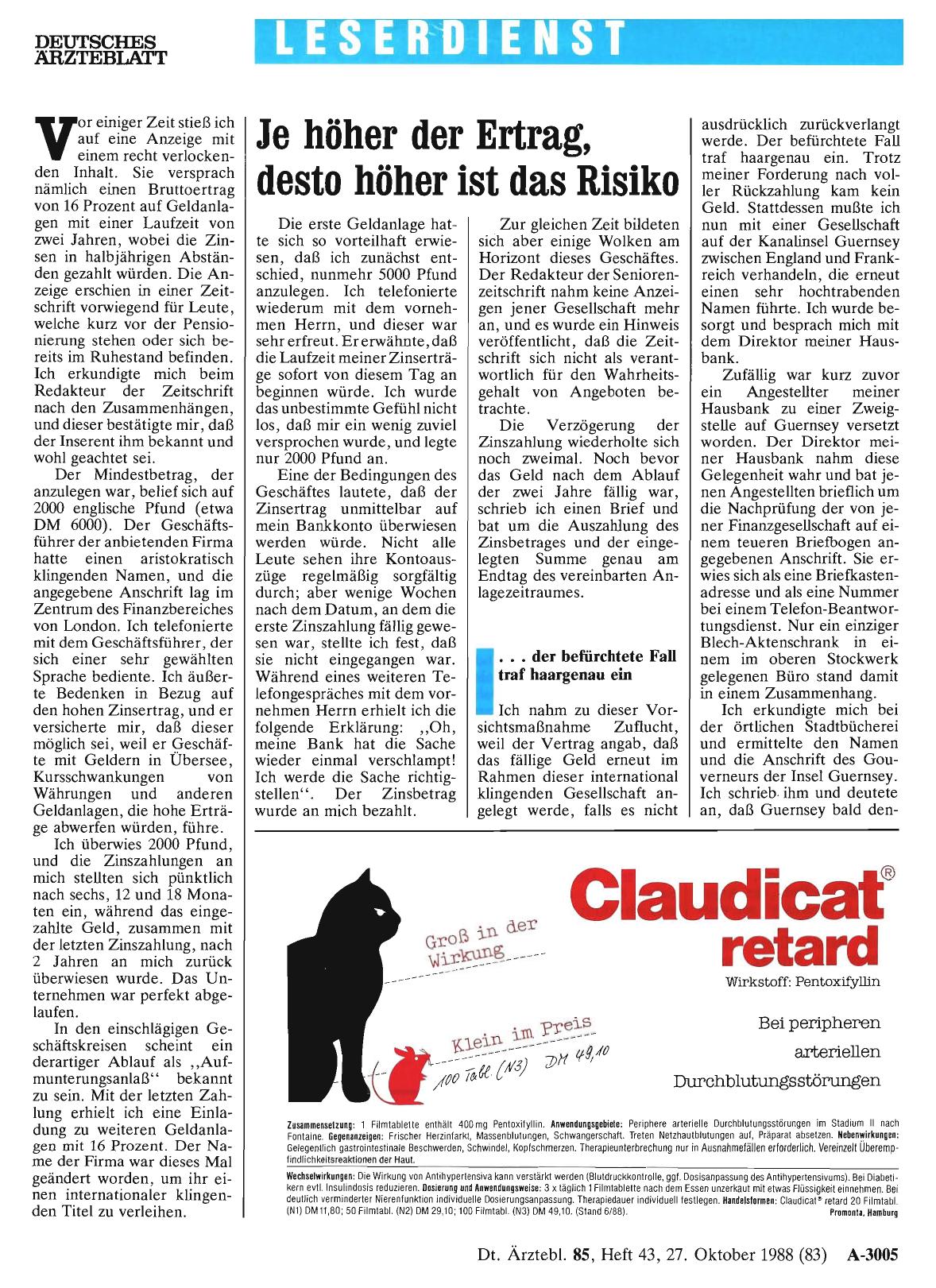Vorschauseite 1: Je höher der Ertrag, desto höher ist das Risiko