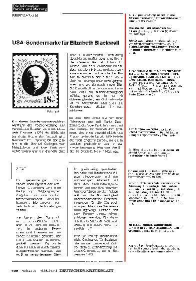 Vorschauseite 1: USA-Sondermarke für Elizabeth Blackwell
