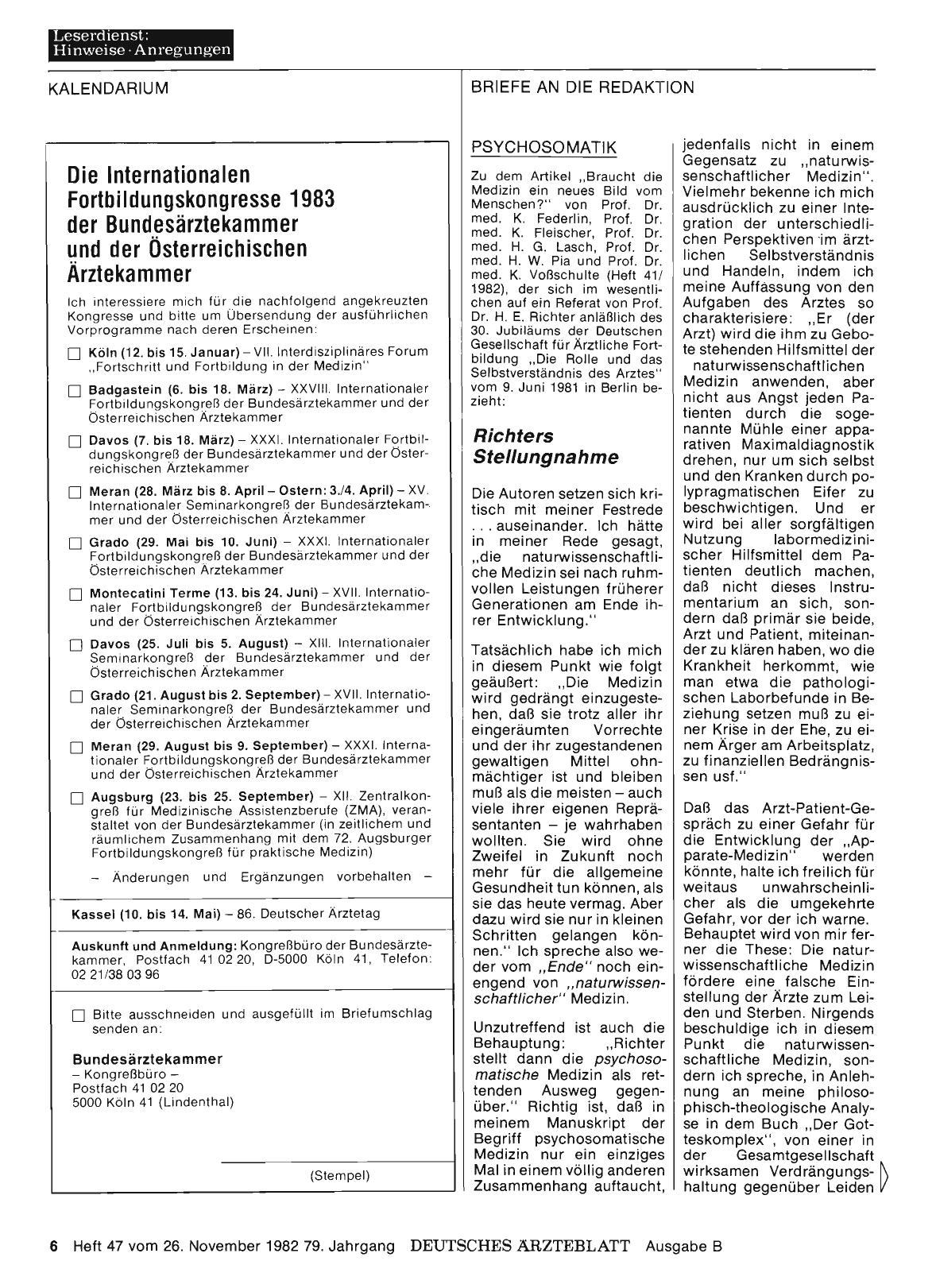 Vorschauseite 1: PSYCHOSOMATIK: Richters Stellungnahme