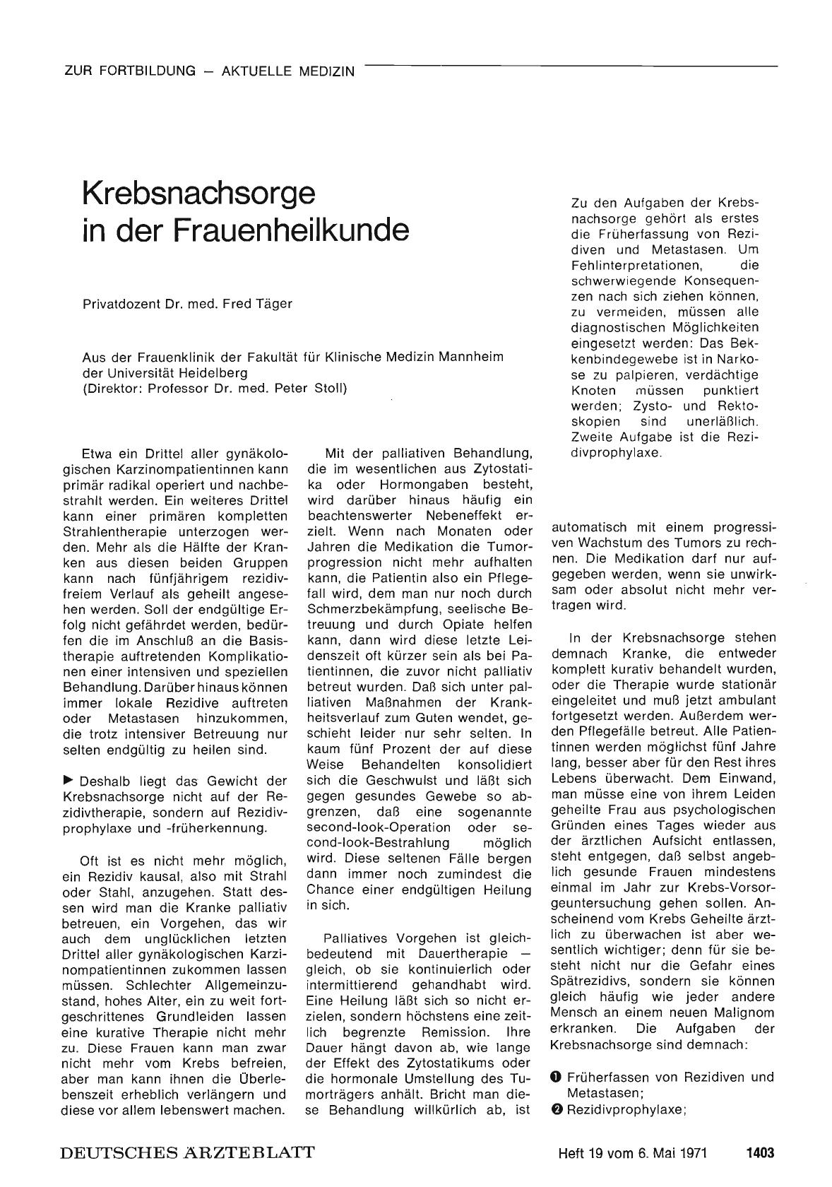 Vorschauseite 1: Krebsnachsorge in der Frauenheilkunde