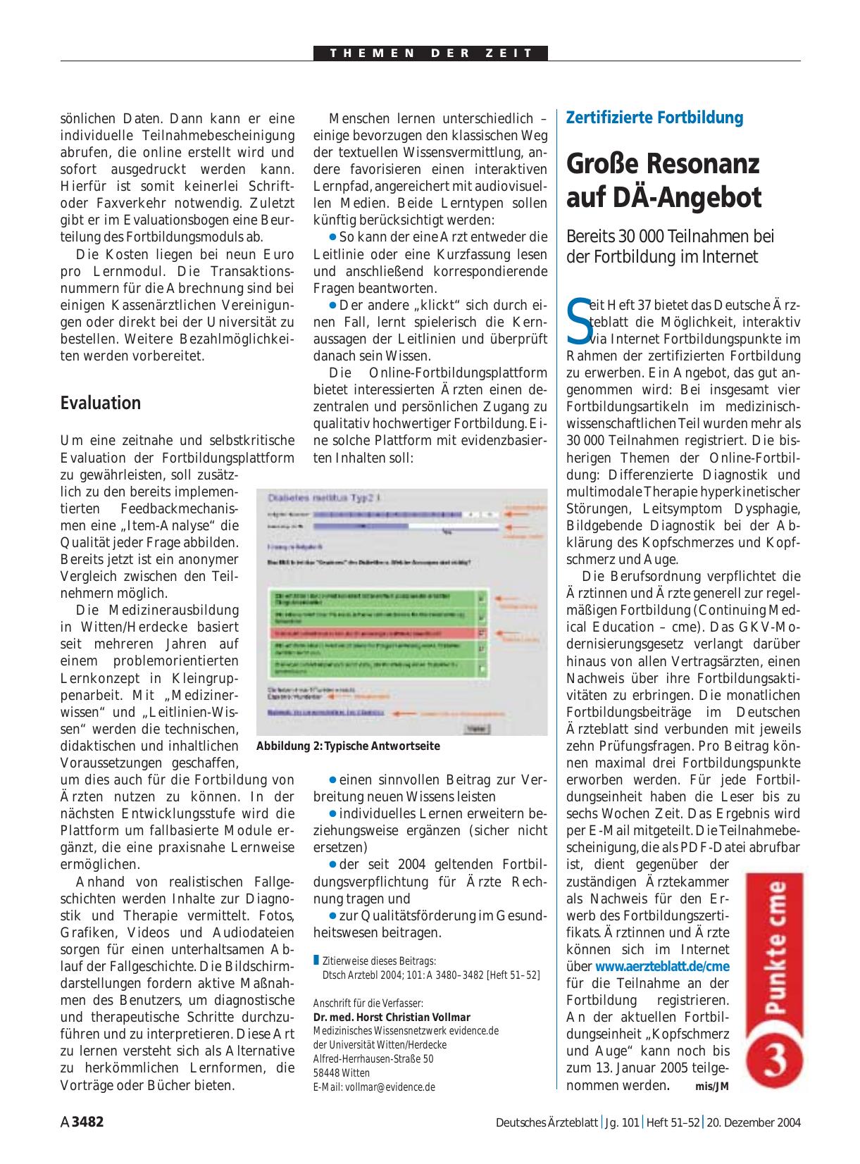 Vorschauseite 1: Zertifizierte Fortbildung: Große Resonanz auf DÄ-Angebot