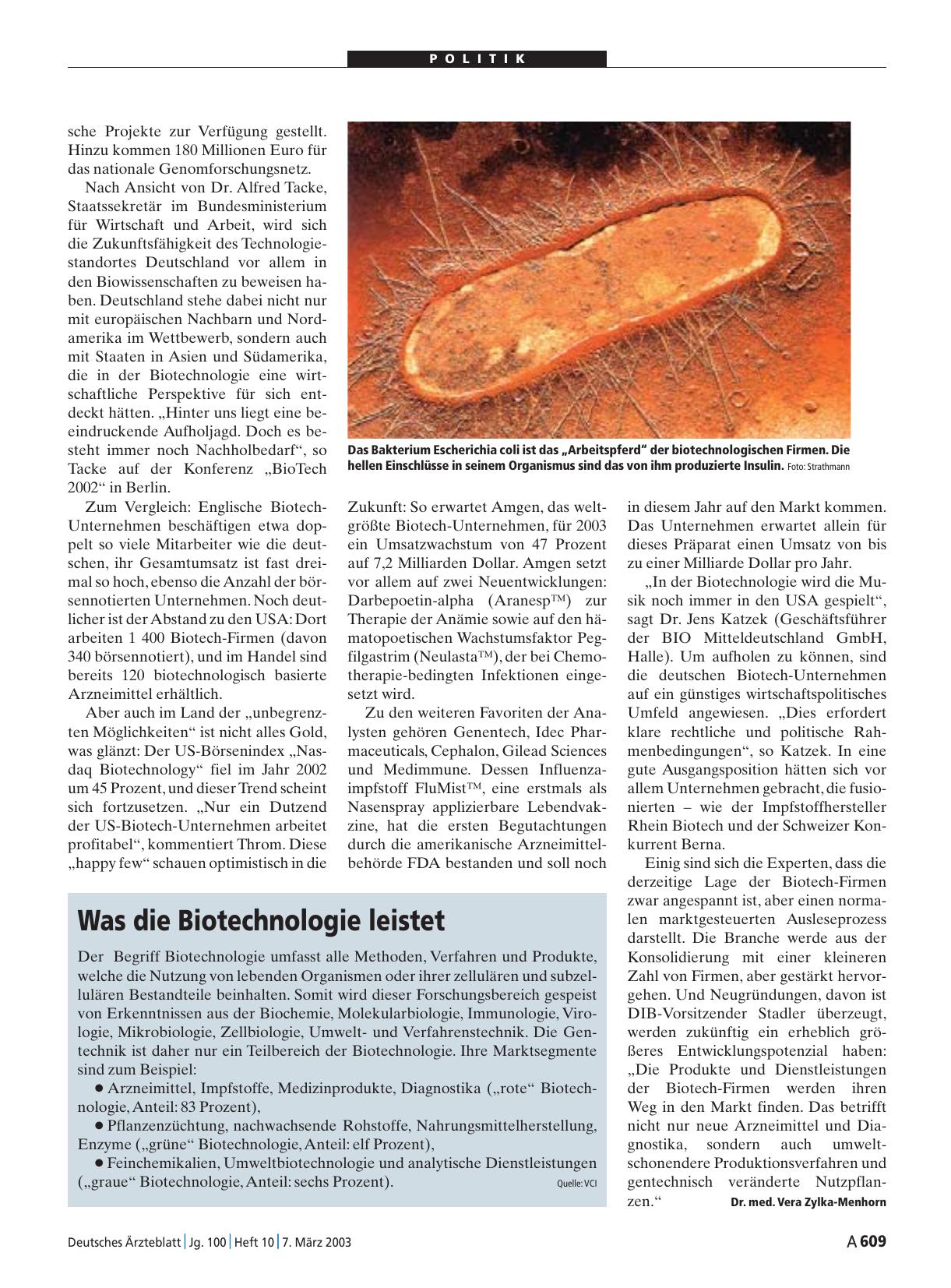 Vorschauseite 1: Was die Biotechnologie leistet