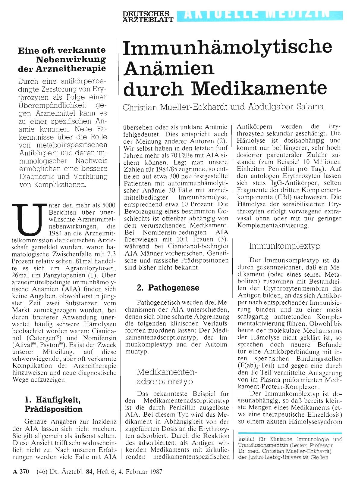 Vorschauseite 1: Immunhämolytische Anämien durch Medikamente