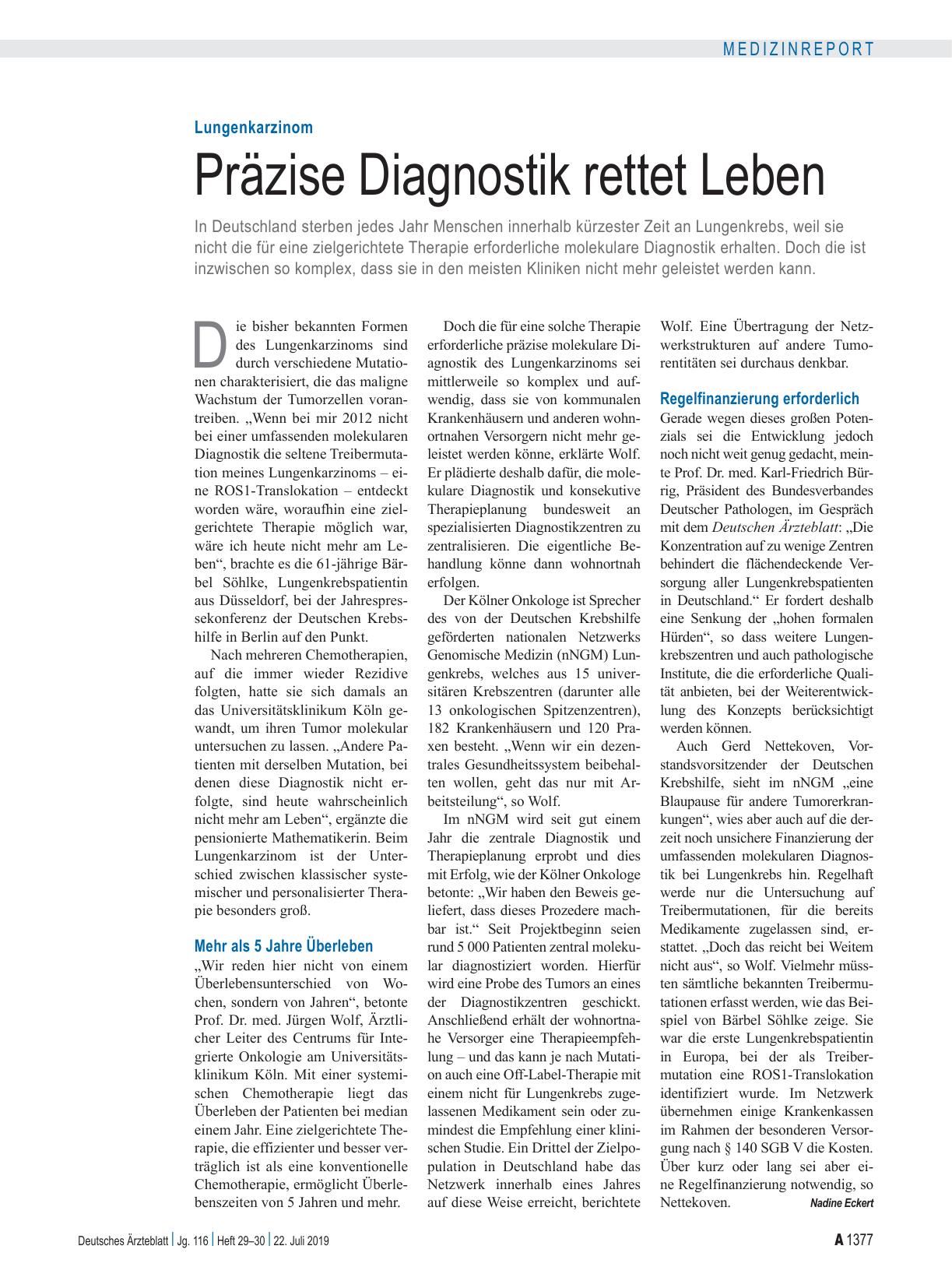 Vorschauseite 1: Lungenkarzinom: Präzise Diagnostik rettet Leben