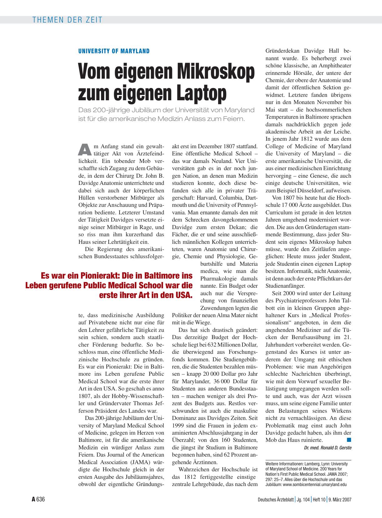 Vorschauseite 1: University of Maryland: Vom eigenen Mikroskop zum eigenen Laptop