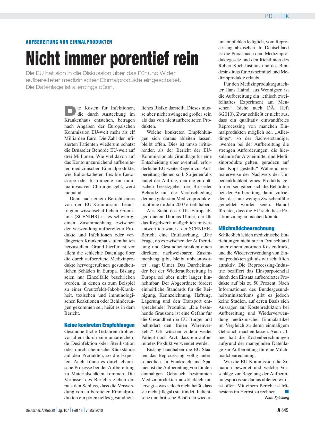 Vorschauseite 1: Aufbereitung von Einmalprodukten: Nicht immer porentief rein