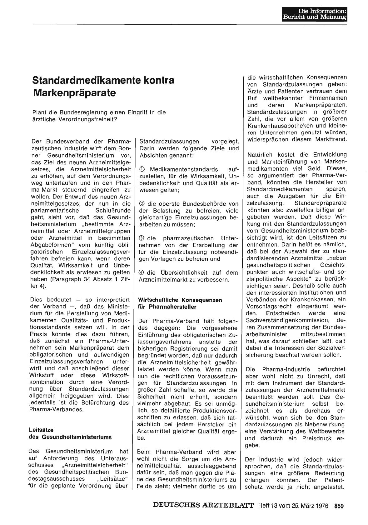 Vorschauseite 1: Standardmedikamente kontra Markenpräparate