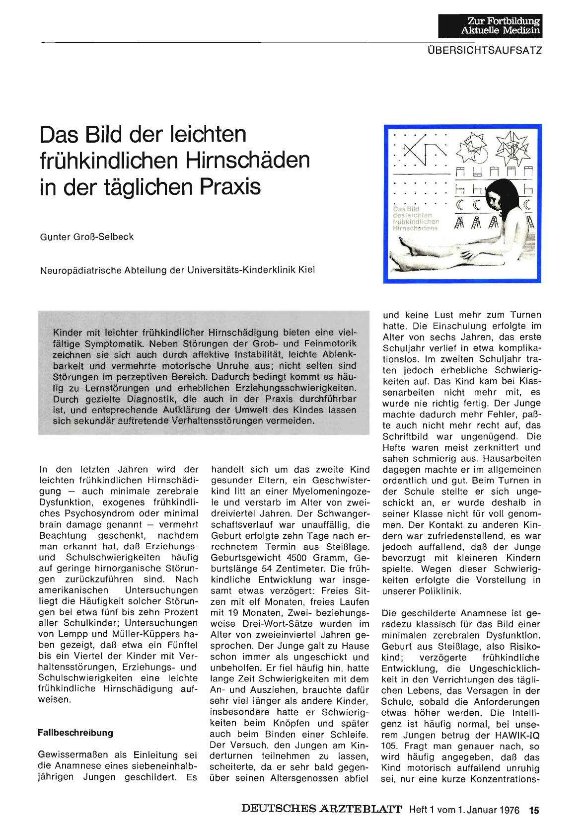 Vorschauseite 1: Das Bild der leichten frühkindlichen Hirnschäden in der täglichen Praxis