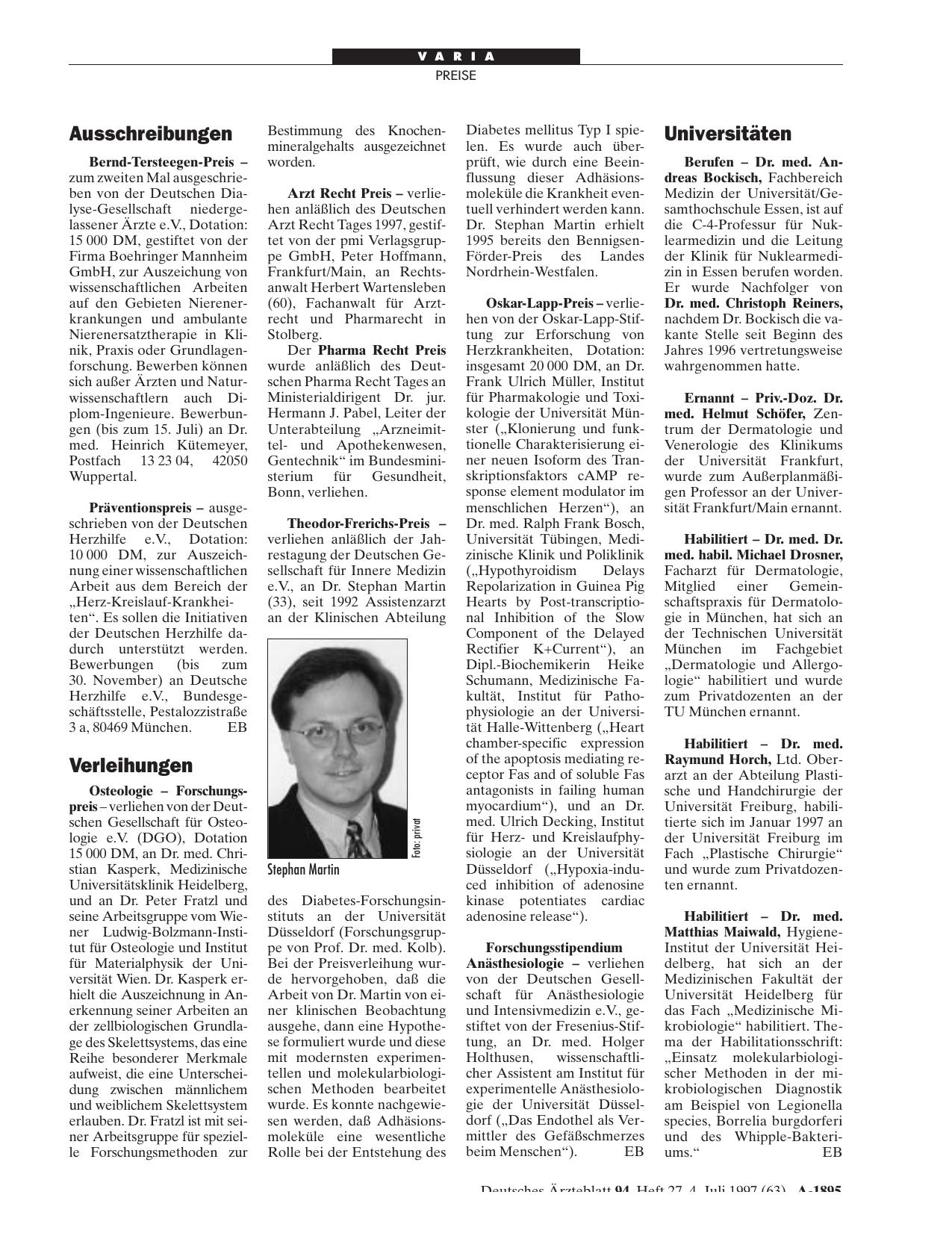 Vorschauseite 1: Verleihungen