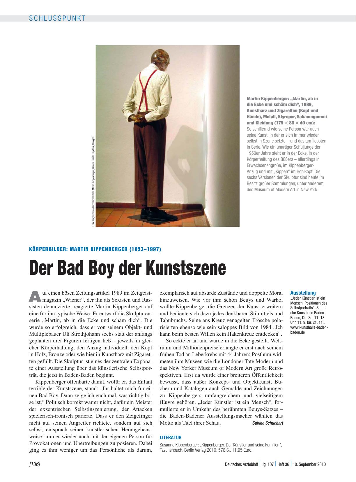 Vorschauseite 1: Körperbilder: Martin Kippenberger (1953 – 1997) – Der Bad Boy der Kunstszene