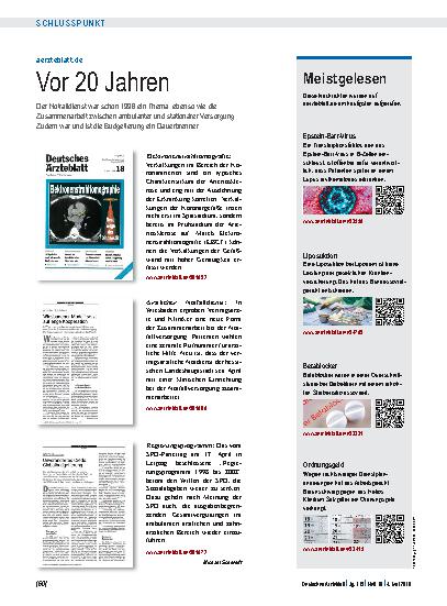 Vorschauseite 1: aerzteblatt.de: Vor 20 Jahren