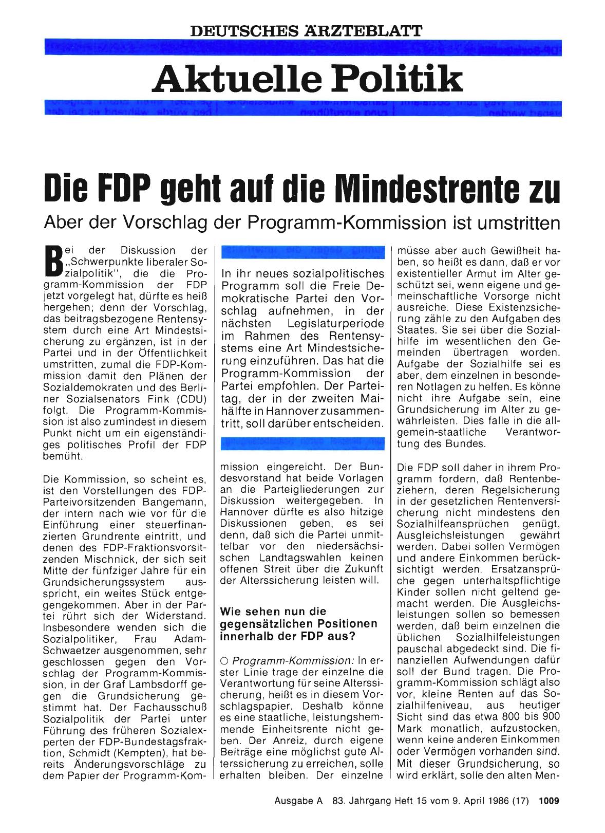 Vorschauseite 1: Die FDP geht auf die Mindestrente zu