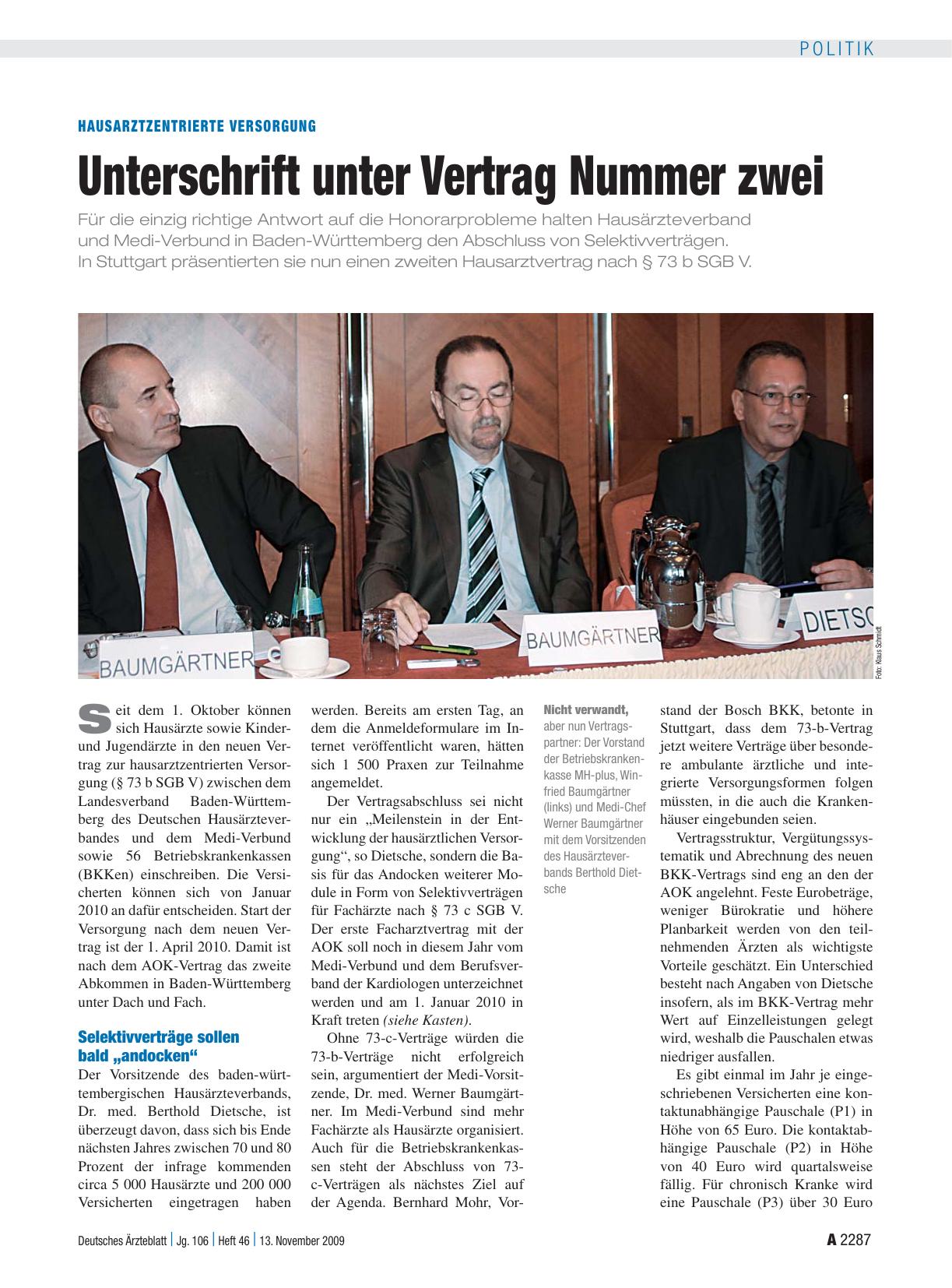Vorschauseite 1: Hausarztzentrierte Versorgung: Unterschrift unter Vertrag Nummer zwei
