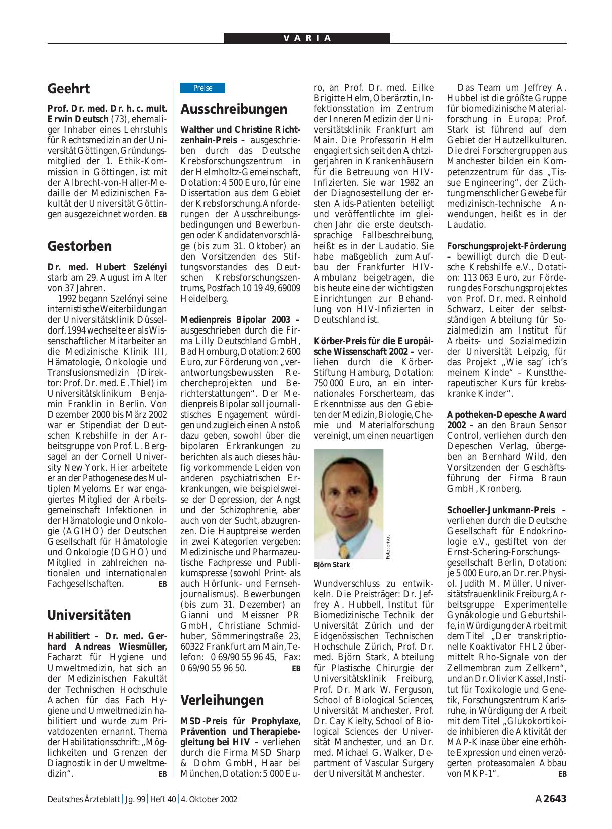 Vorschauseite 1: Ausschreibungen