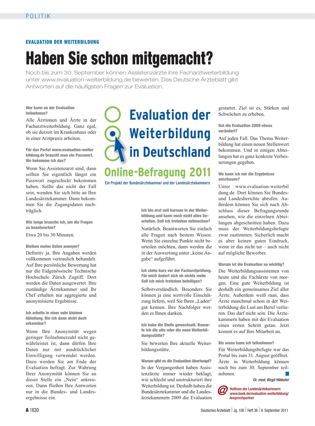 Vorschauseite 1: Evaluation der Weiterbildung: Haben Sie schon mitgemacht?
