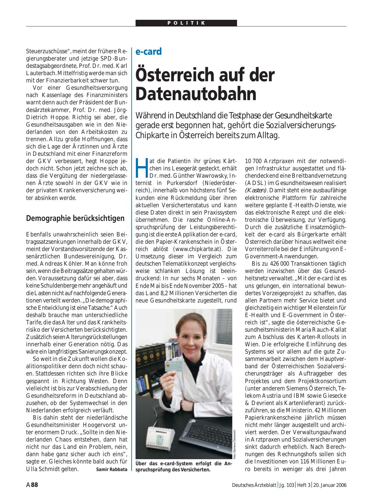 Vorschauseite 1: e-card: Österreich auf der Datenautobahn