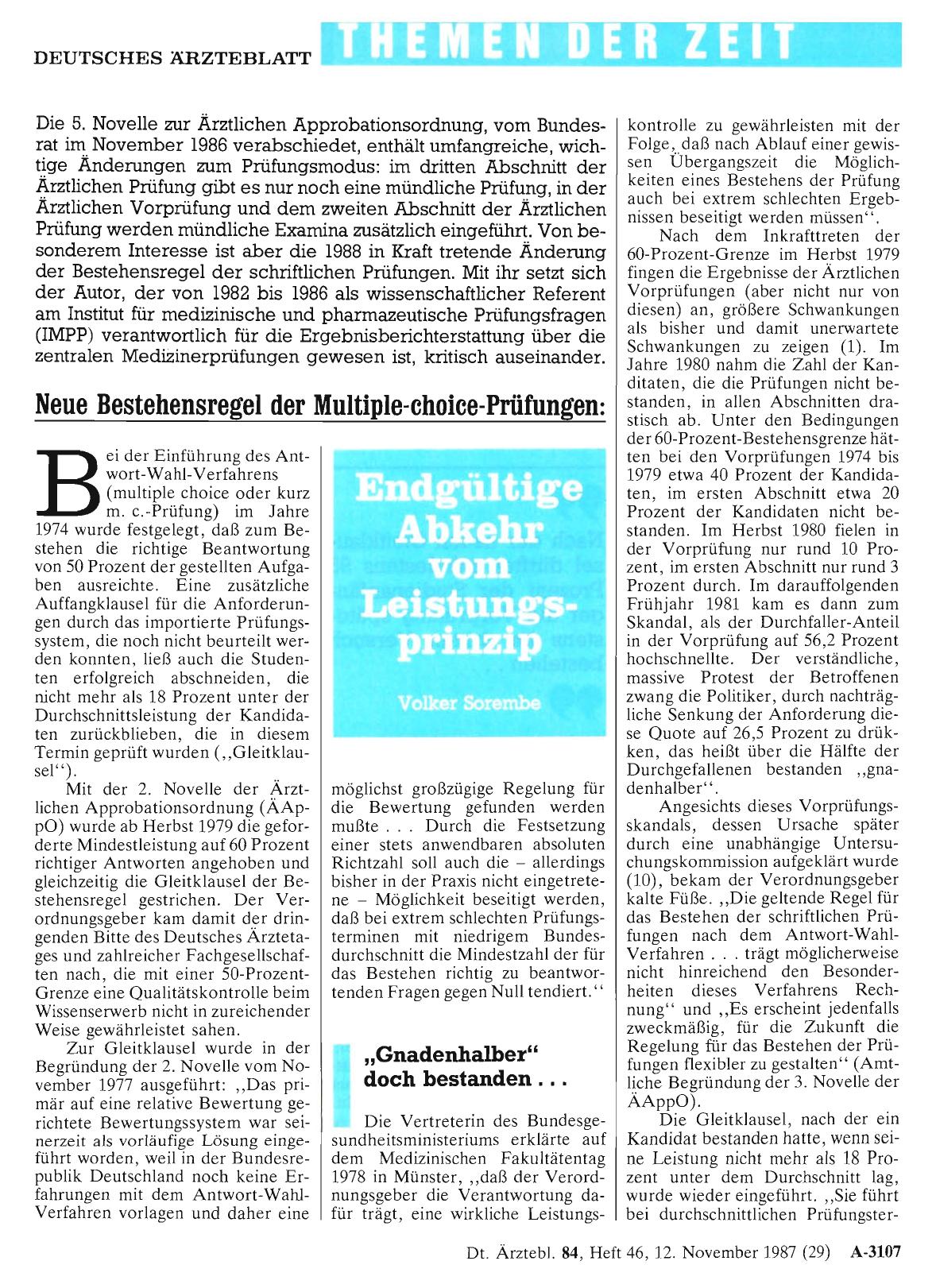 Vorschauseite 1: Neue Bestehensregel der Multiple-choice-Prüfungen: Endgültige Abkehr vom Leistungsprinzip