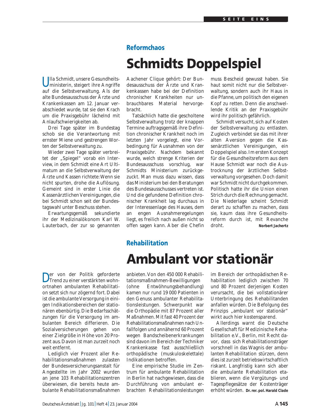 Vorschauseite 1: Reformchaos: Schmidts Doppelspiel