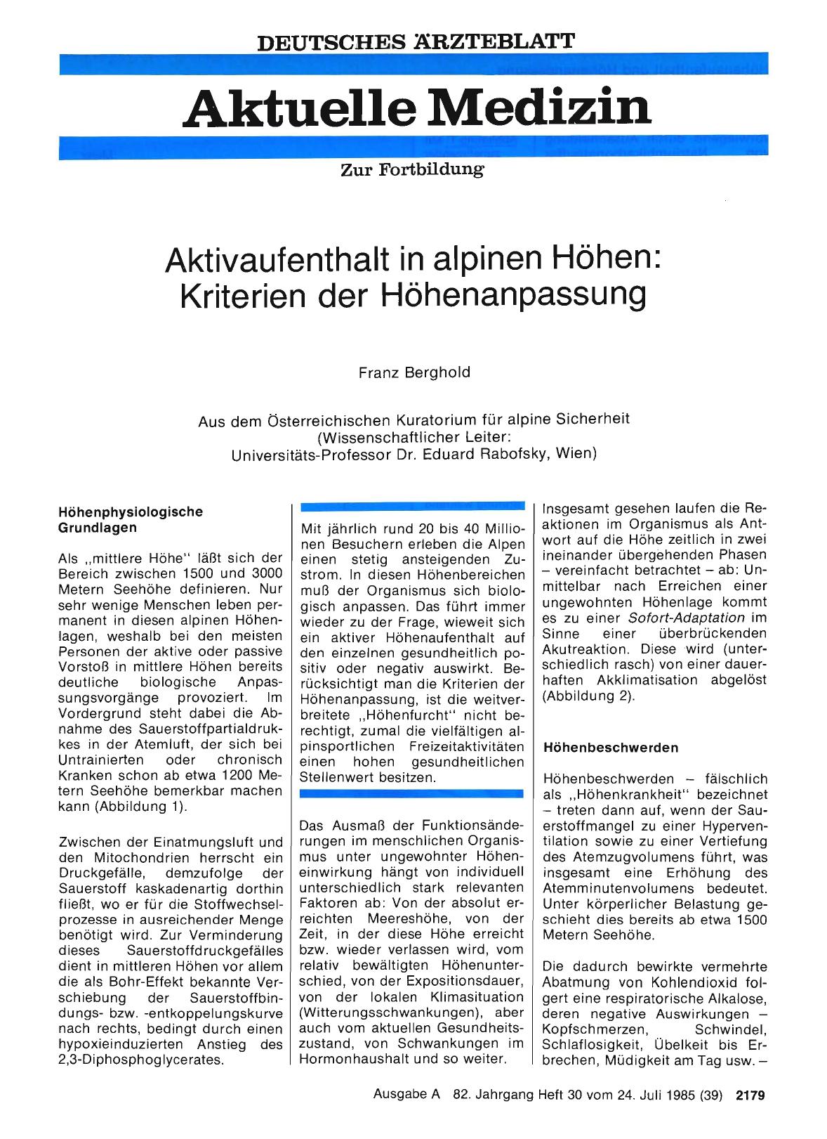 Vorschauseite 1: Aktivaufenthalt in alpinen Höhen: Kriterien der Höhenanpassung