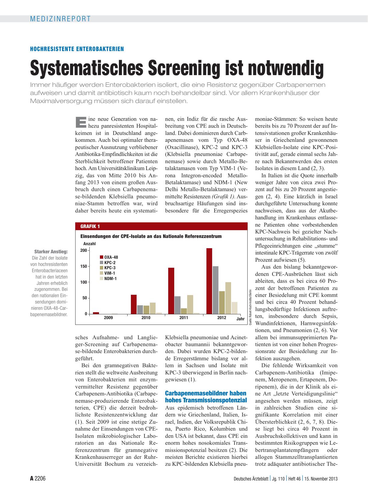 Vorschauseite 1: Hochresistente Enterobakterien: Systematisches Screening ist notwendig
