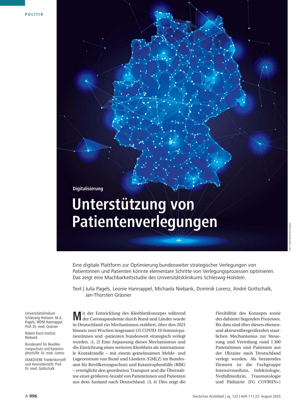 Vorschauseite 1: Digitalisierung: Unterstützung von Patientenverlegungen