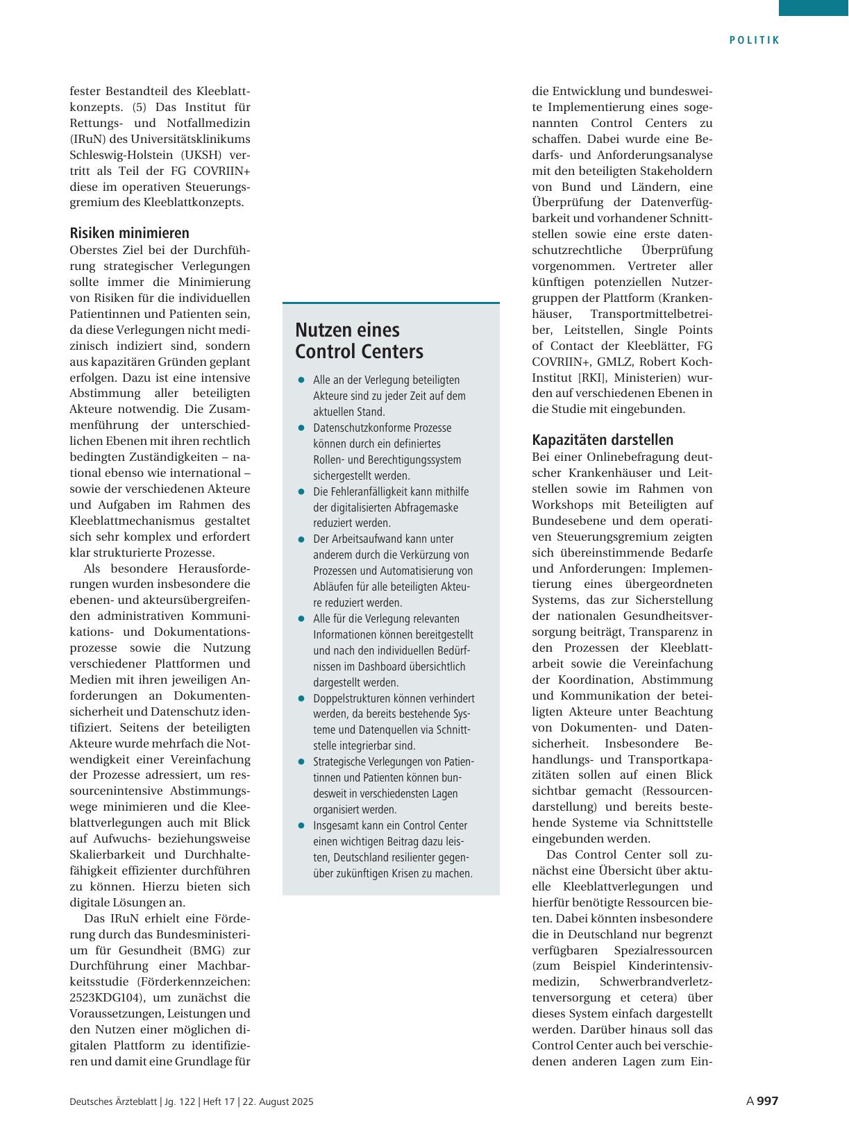 Vorschauseite 2: Digitalisierung: Unterstützung von Patientenverlegungen