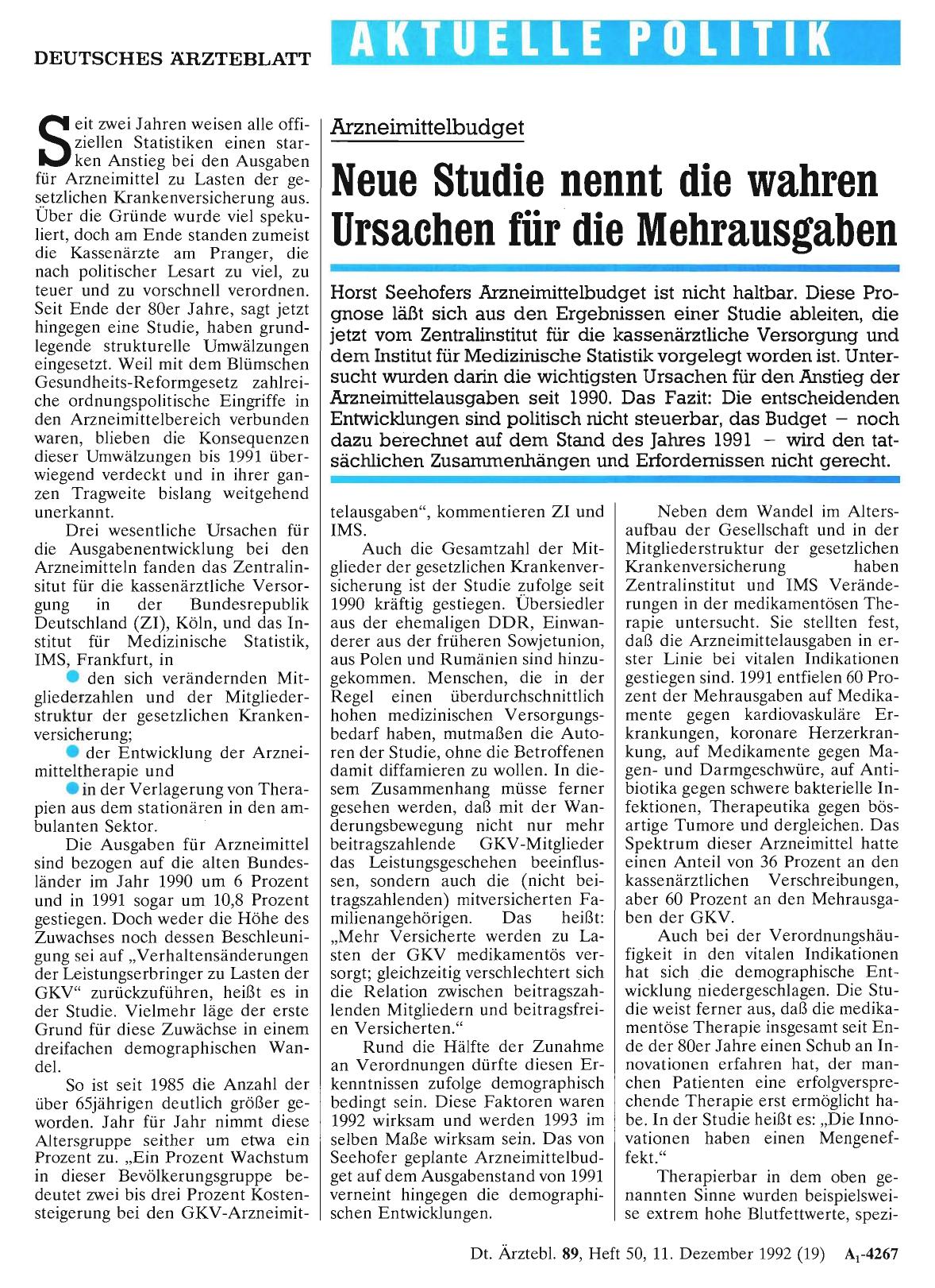 Vorschauseite 1: Arzneimittelbudget: Neue Studie nennt die wahren Ursachen für die Mehrausgaben
