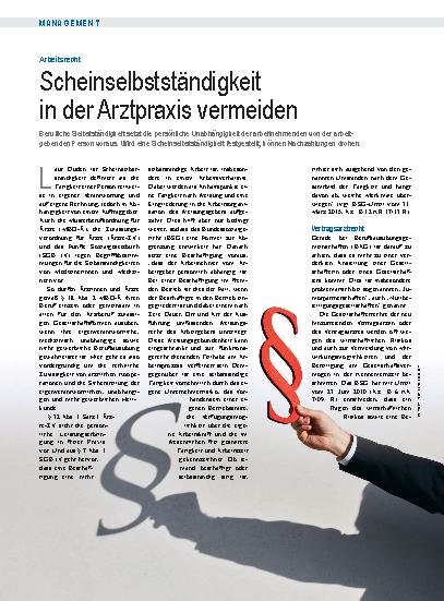 Vorschauseite 1: Arbeitsrecht: Scheinselbstständigkeit in der Arztpraxis vermeiden