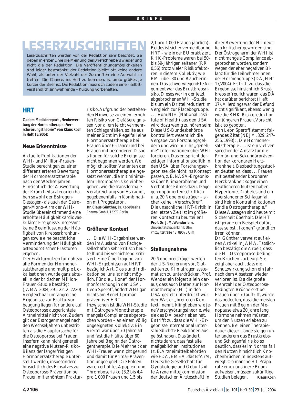 Vorschauseite 1: HRT: Größerer Kontext