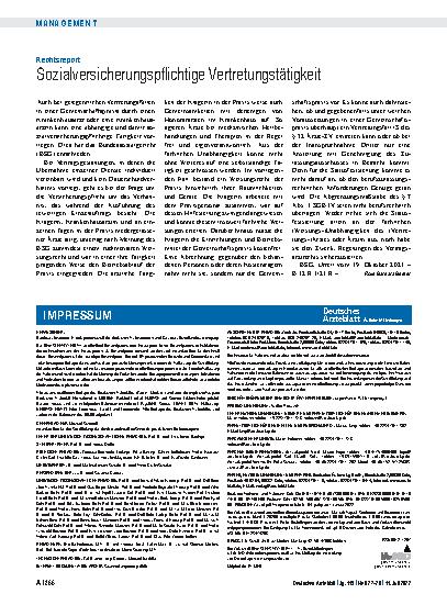 Vorschauseite 1: Rechtsreport: Sozialversicherungspflichtige Vertretungstätigkeit