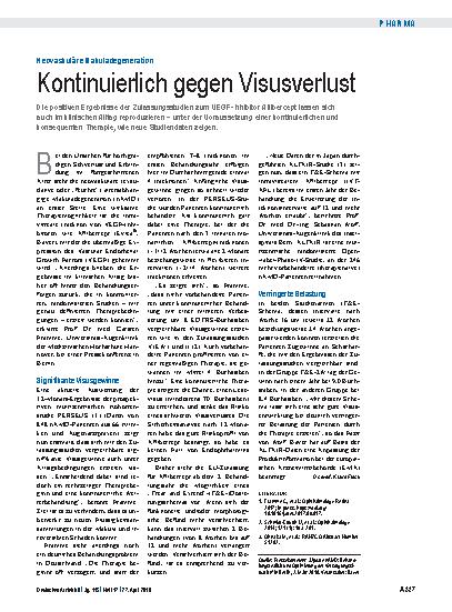 Vorschauseite 1: Neovaskuläre Makuladegeneration: Kontinuierlich gegen Visusverlust