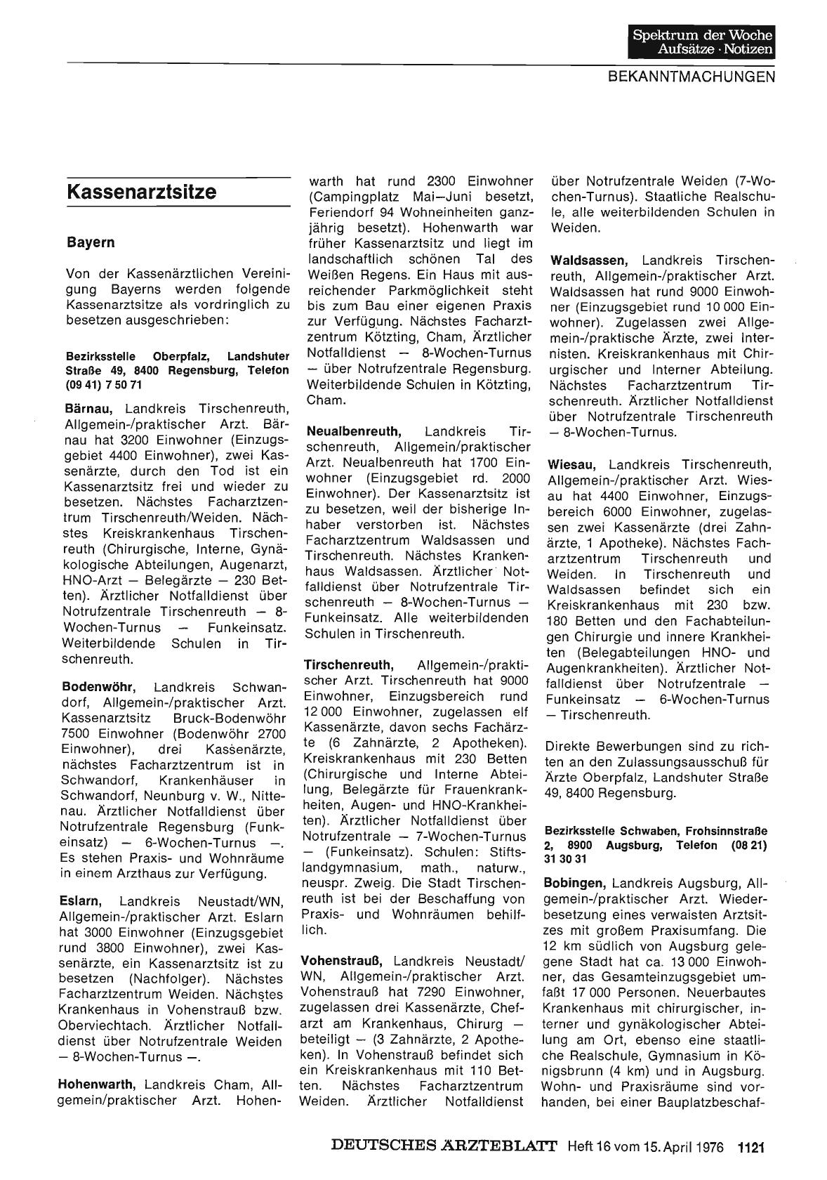 Vorschauseite 1: Kassenarztsitze