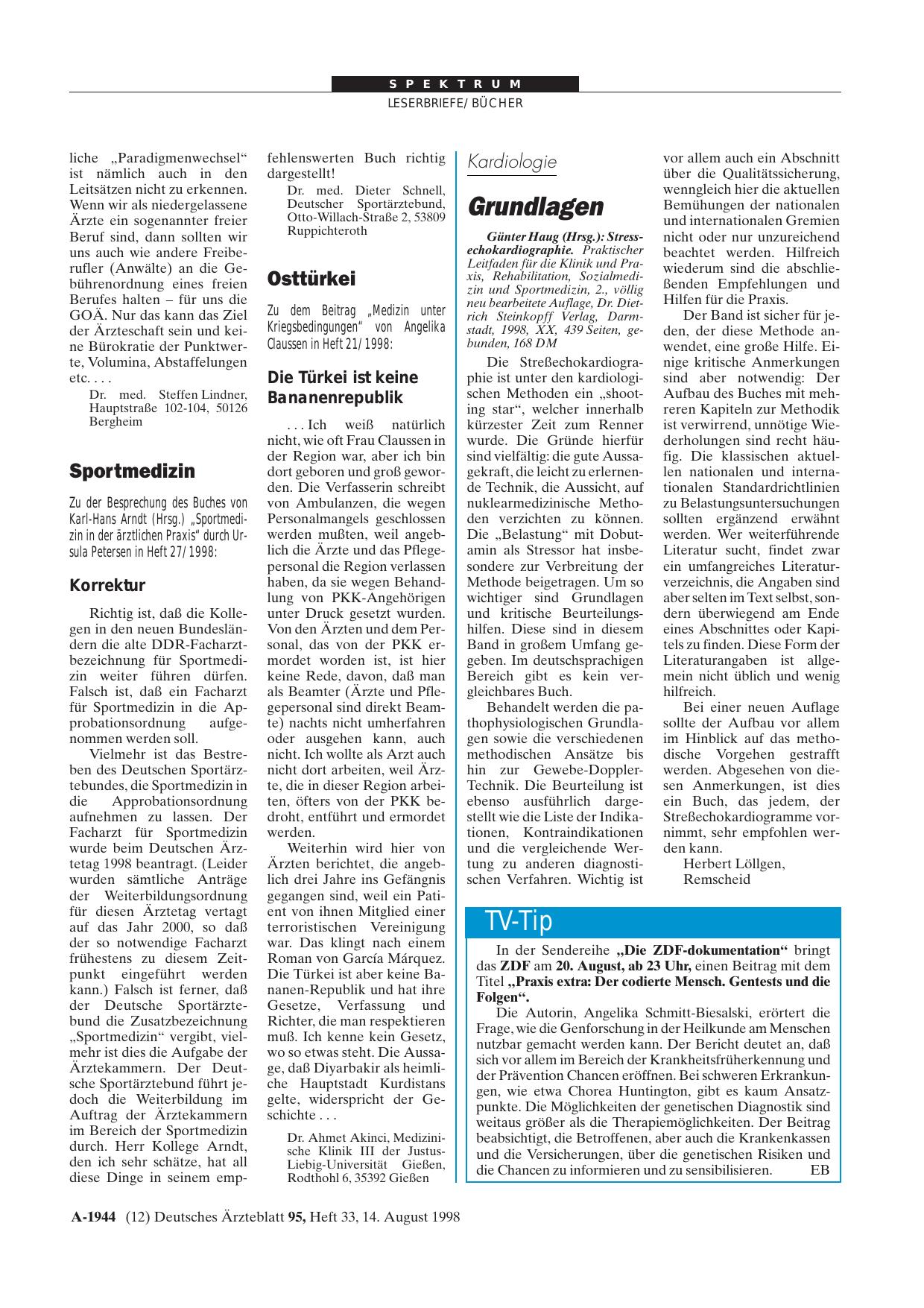 Vorschauseite 1: TV-Tip