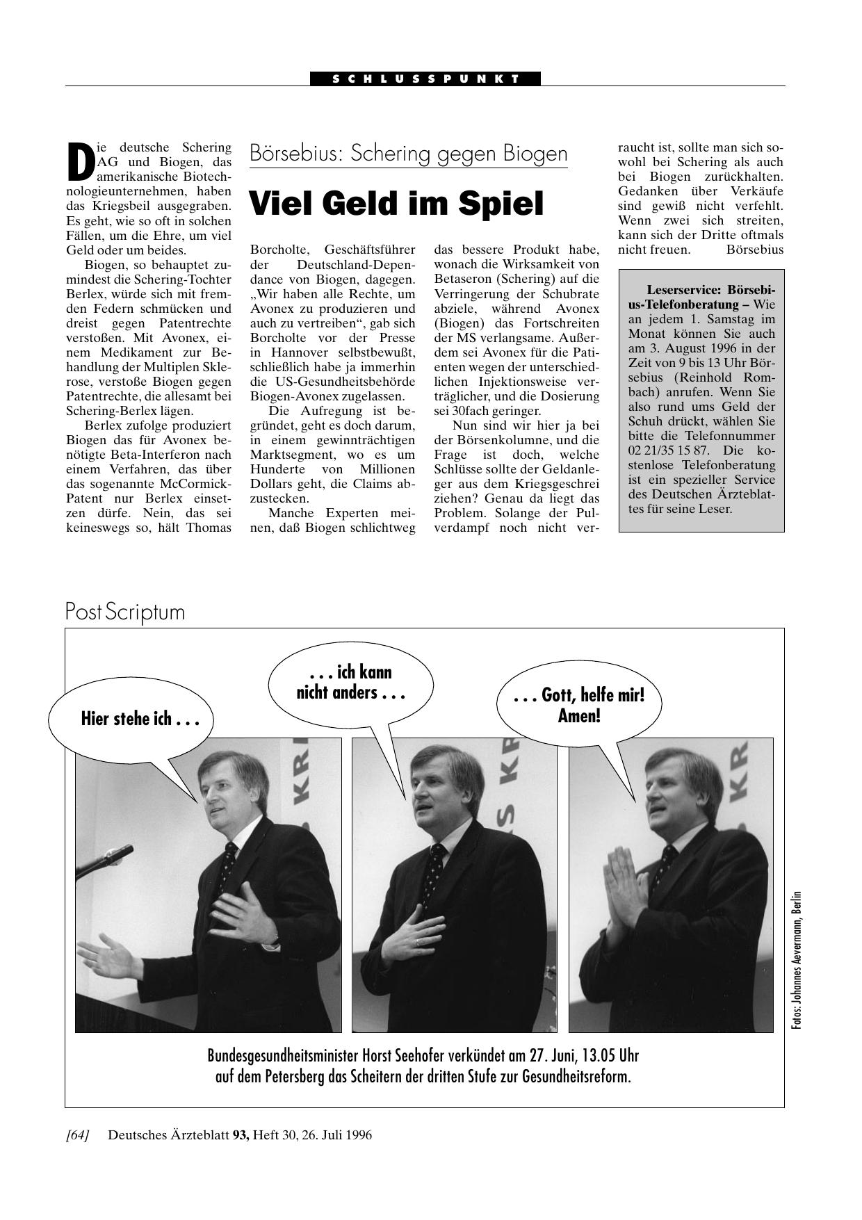 Vorschauseite 1: Leserservice: Börsebius-Telefonberatung