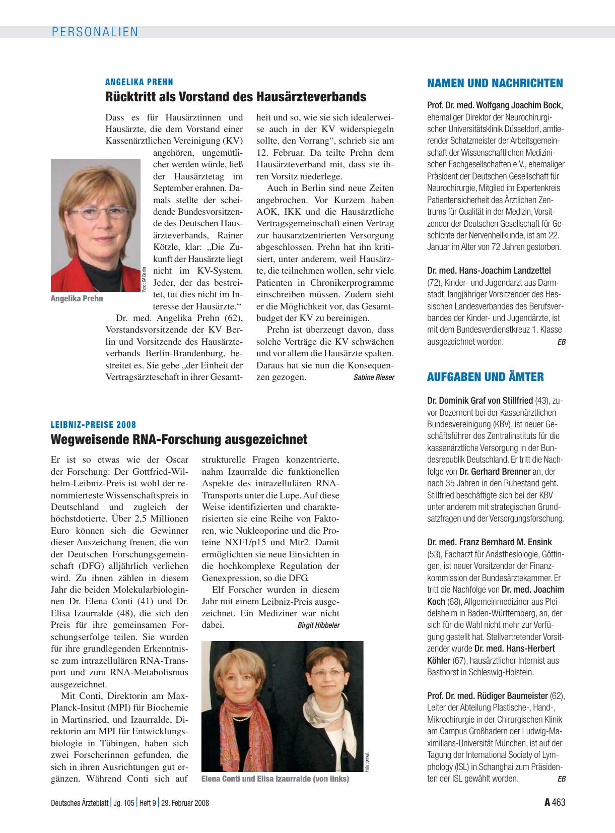 Vorschauseite 1: Angelika Prehn: Rücktritt als Vorstand des Hausärzteverbands