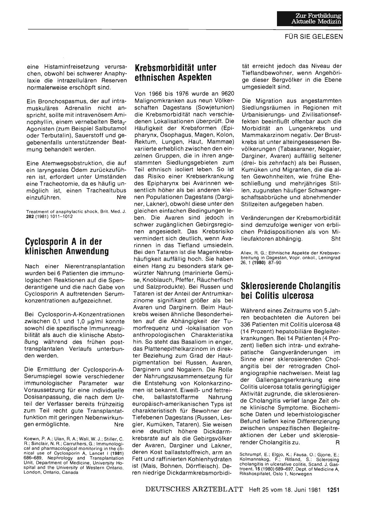 Vorschauseite 1: Cyclosporin A in der klinischen Anwendung