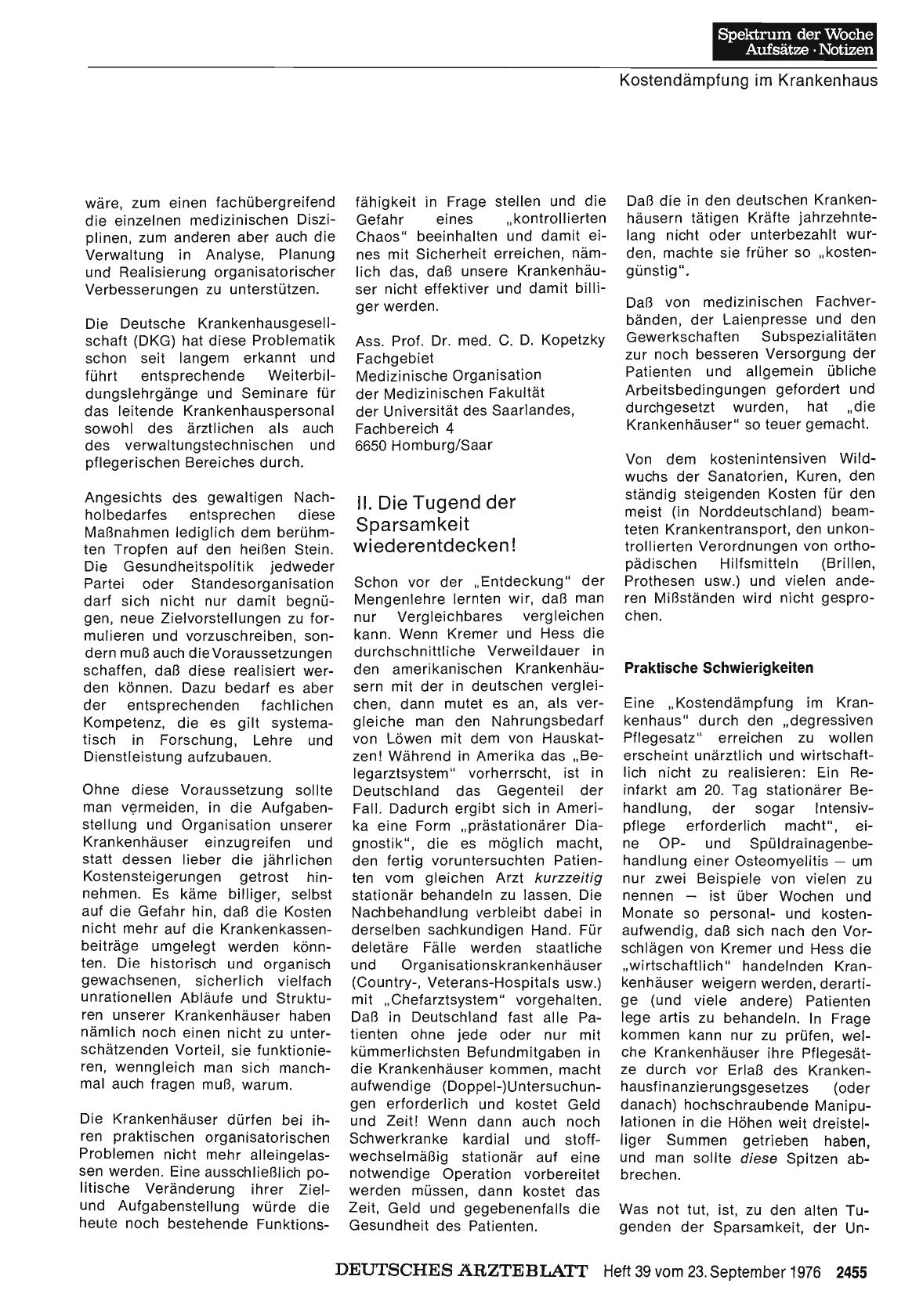 Vorschauseite 1: Kostendämpfung im Krankenhaus durch den degressiven Pflegesatz? : II. Die Tugend der Sparsamkeit wiederentdecken!