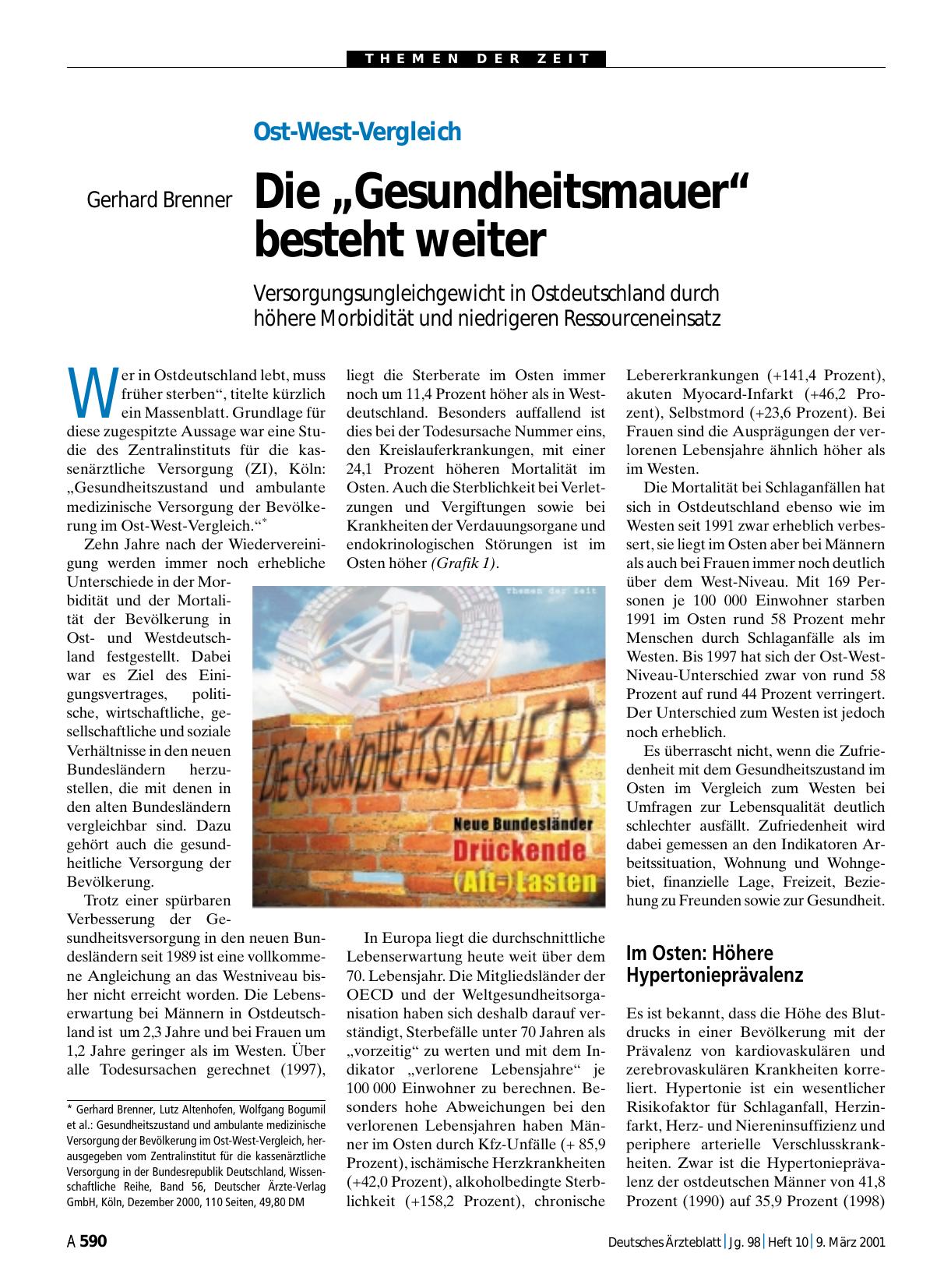 Vorschauseite 1: Ost-West-Vergleich: Die „Gesundheitsmauer“ besteht weiter