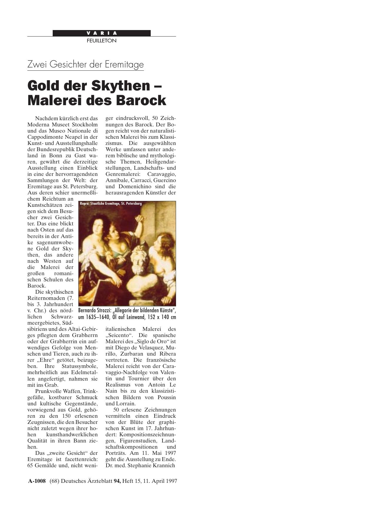 Vorschauseite 1: Zwei Gesichter der Eremitage: Gold der Skythen - Malerei des Barock