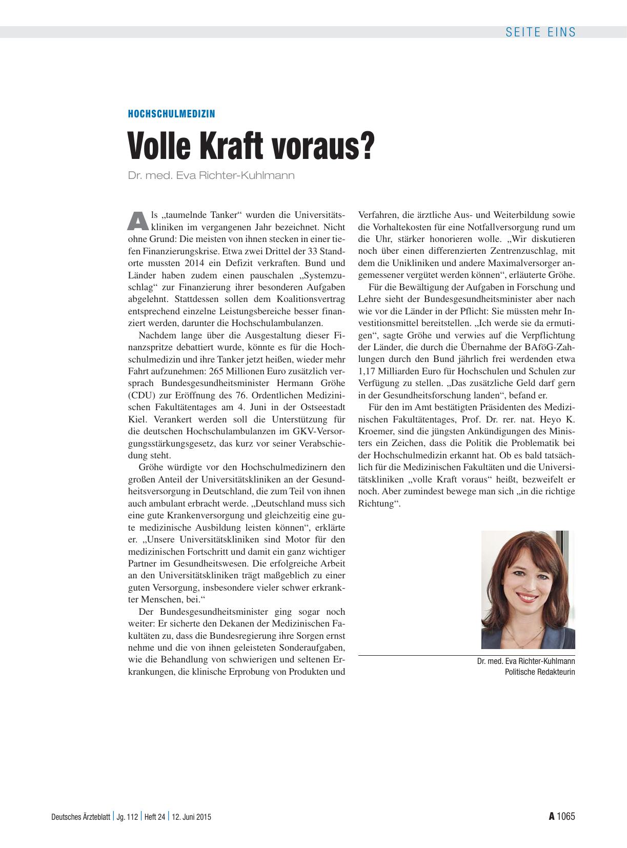 Vorschauseite 1: Hochschulmedizin: Volle Kraft voraus?