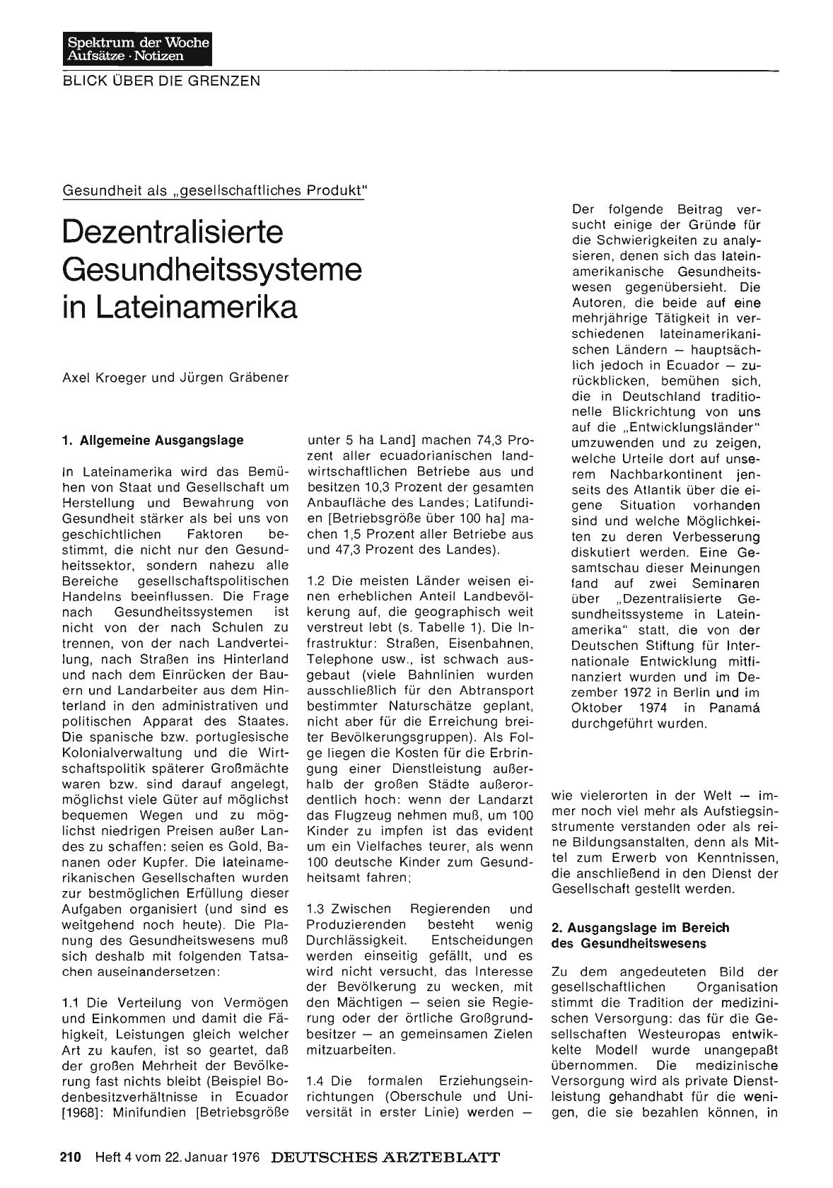 Vorschauseite 1: Gesundheit als „gesellschaftliches Produkt“: Dezentralisierte Gesundheitssysteme in Lateinamerika