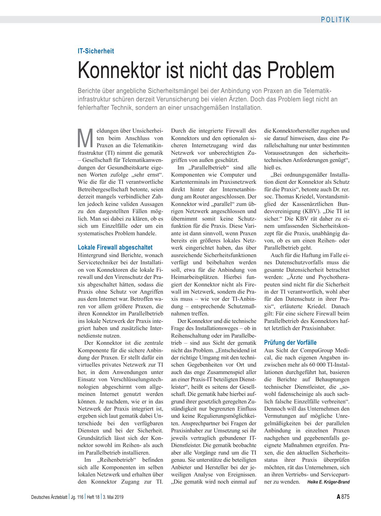 Vorschauseite 1: IT-Sicherheit: Konnektor ist nicht das Problem