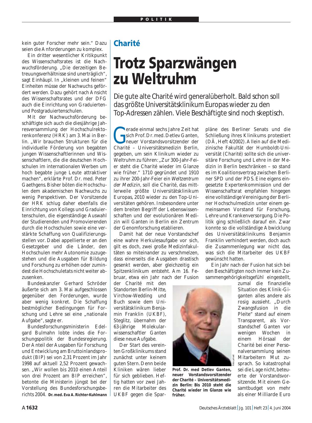 Vorschauseite 1: Charité: Trotz Sparzwängen zu Weltruhm