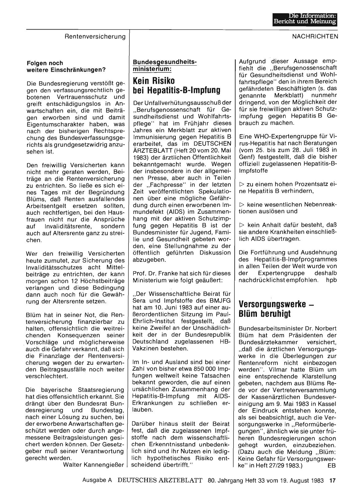 Vorschauseite 1: Versorgungswerke — Blüm beruhigt